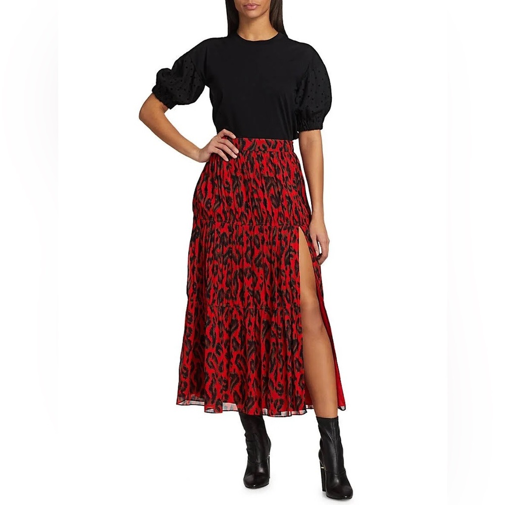 Derek Lam 10 Crosby Qualley Abstract Leopard Maxi Skirt